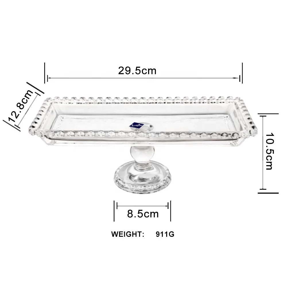 round rectangle tier dessert fruit display table tray crystal glass cake stand