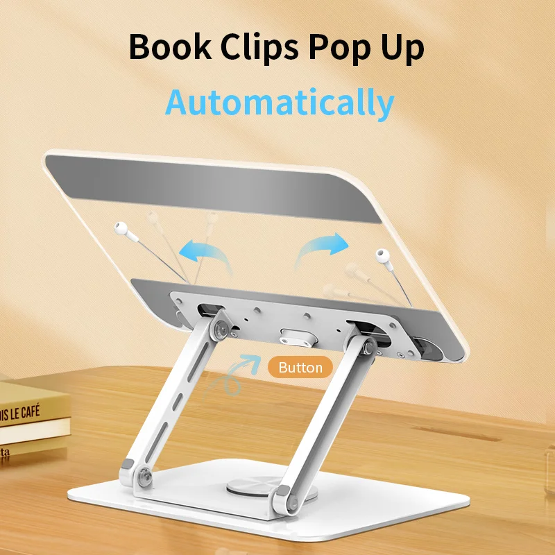 Table Cookbook Stand Recipe Book Holder Height Adjustable Acrylic Rotating Book Stand for Reading Music Scores Textbook quran