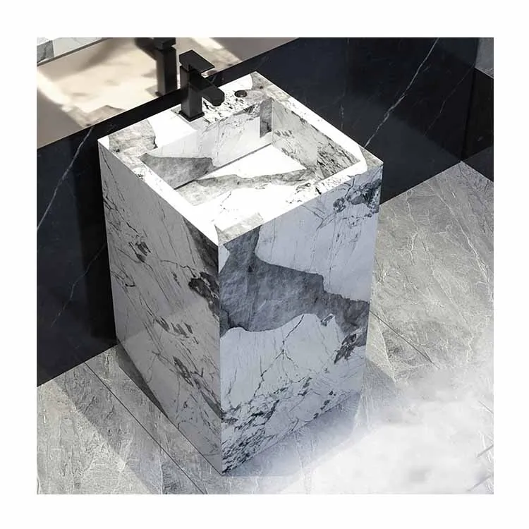 High Quality Pedestal Sinks Sintered Stone Hotel Hand Wash Basin for Bathroom Decoration