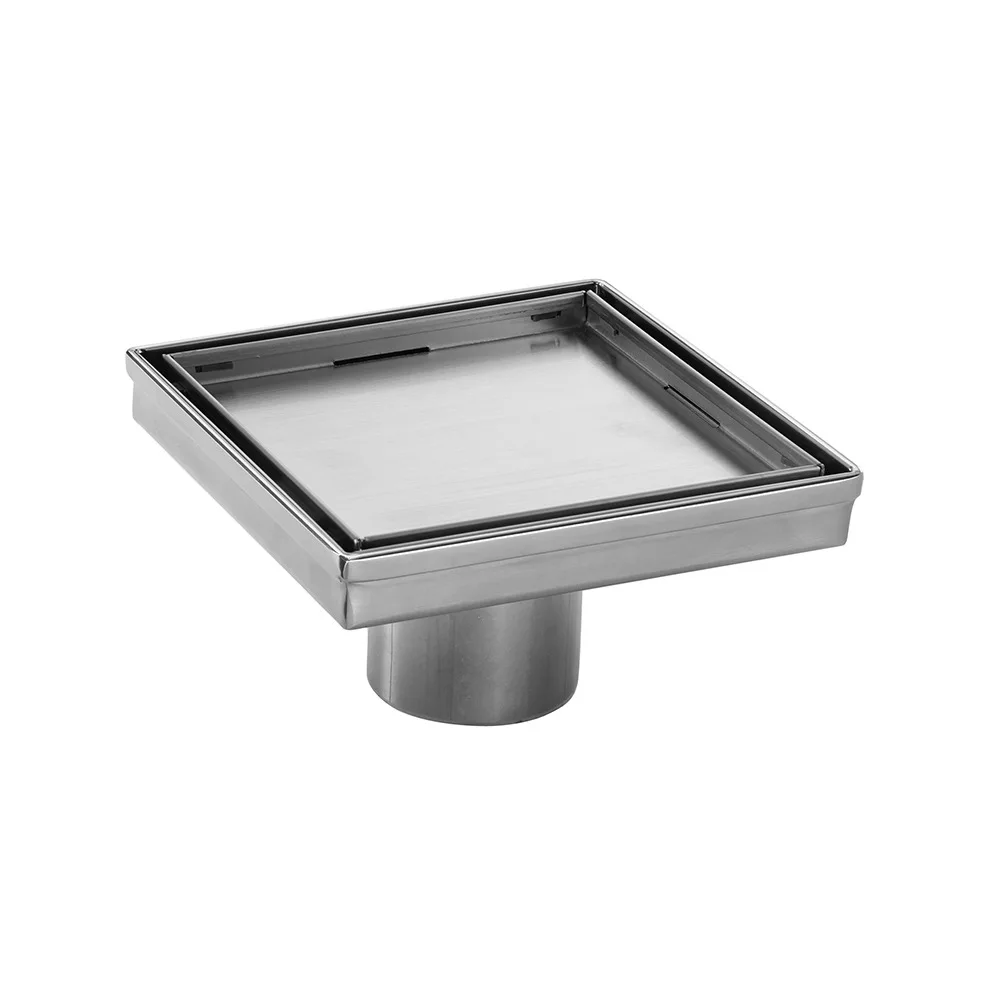 Modern Style Bathroom Set Floor Drain with Invisible Stainless Steel 304 Insert Square Strainer 50mm Outer Diameter for Hotels
