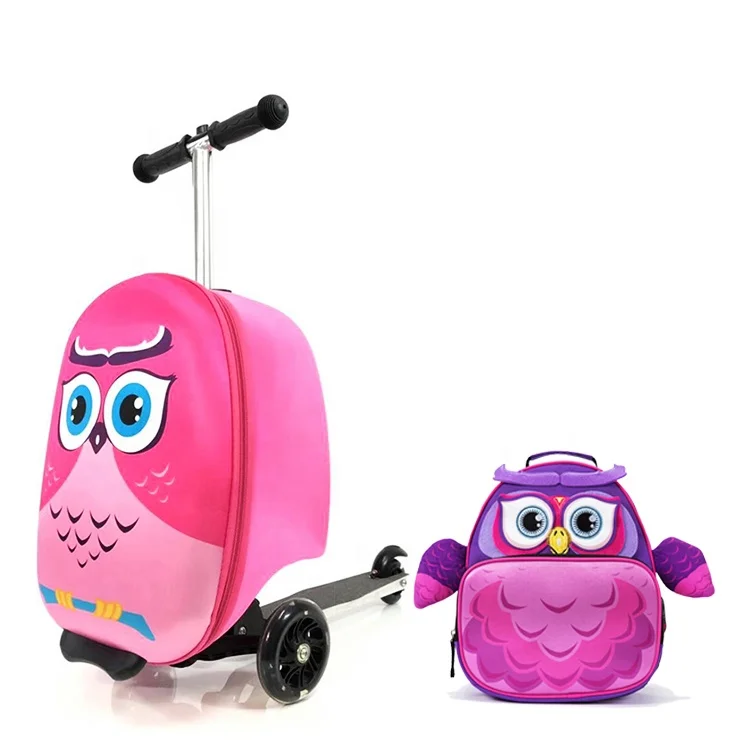 Customized design 3D trolley children luggage airport suitcase kids  3 WHEEL foot kick MOBILITY scooters for teenagers