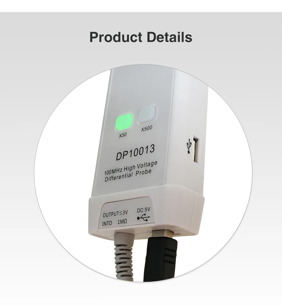 Micsig Oscilloscope 1300V 100MHz High Voltage Differential Probe DP10013 kit 3.5ns Rise Time 50X / 500X Attenuation Rate
