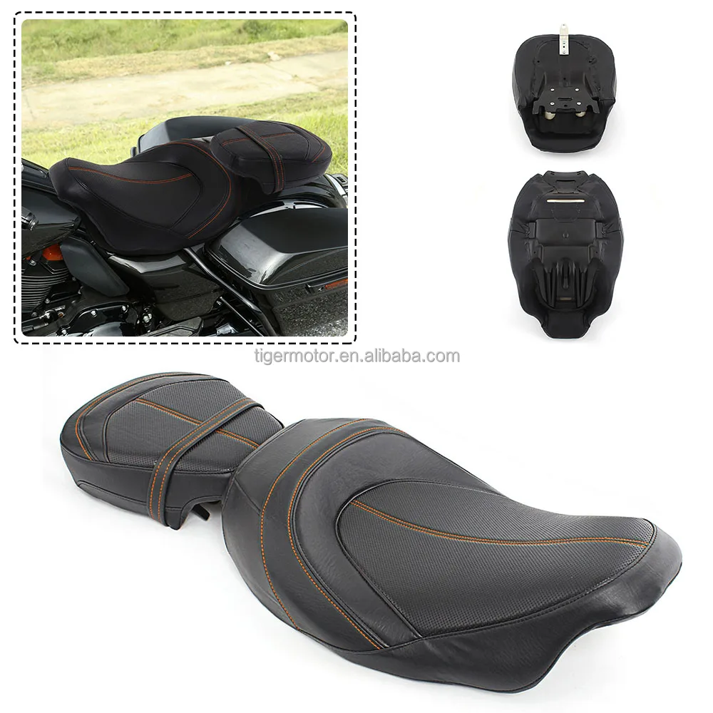 Motorcycle Front Rear Driver Passenger Wide Solo Seat For Harley Touring CVO Street Glide Road King Special Classic 2009-2021