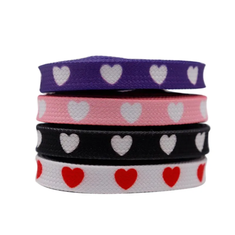 Weiou Shoe Accessories 50-200CM Length Sublimation Peach Heart Differentiation Shoelaces For Jodans And Y350 Shoes