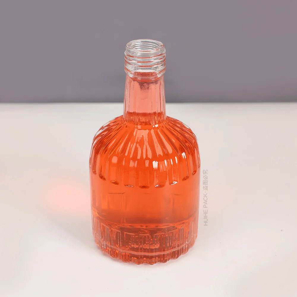 Free Sample Thick Base Carnette Cork Finish Carved Stripes 50cl 70cl 75cl High Flint Liquor Glass Bottle