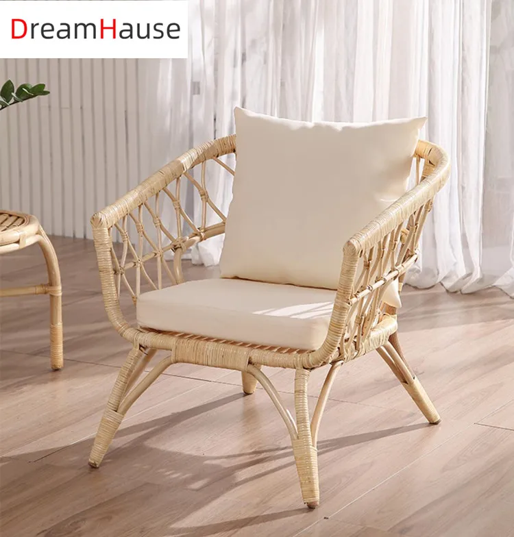 Плетеный одинарный диван-стул из настоящего ротанга dreamhome дизайнерский стул ручной работы для гостиной балкона внутреннего дворика и
