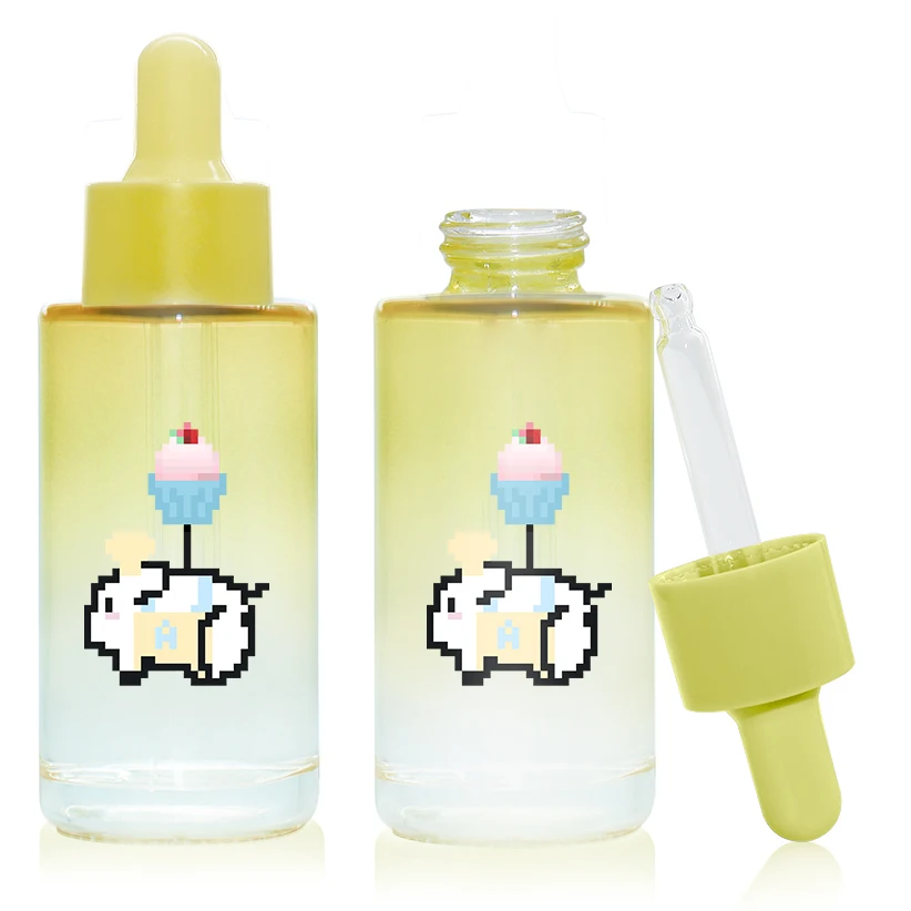 jiaxing glass Custom frosted serum oil bottle 100ml 100 ml pink purple blue white color glass cosmetic press pump dropper bottle