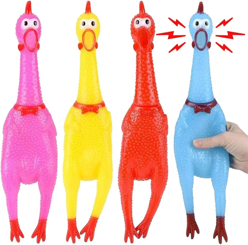 Screeching Chicken Toys Practical Joke Rubber Chicken Hilarious Squeeze Toys in Assorted Colors Classic Gag Gifts for Kids