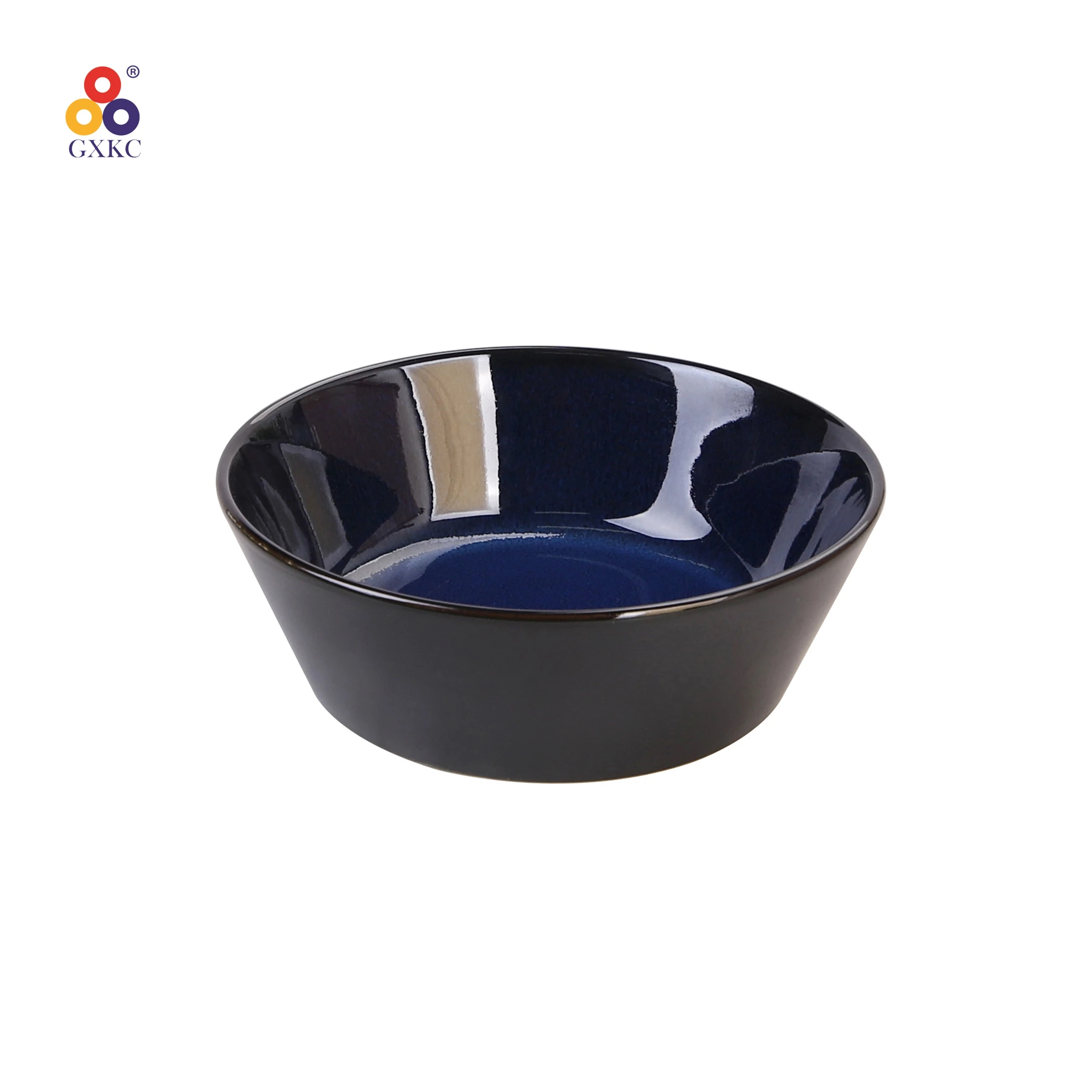 Sanhuan kitchenware stoneware tableware royal blue reactive glazed ceramic dinner salad bowl sweet plates dinnerware sets