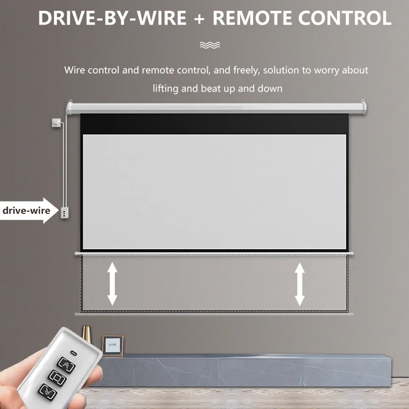 Electric White fiber 72 Inch 16:9 Projector Screen Motorized Roll Remote control lifting Projection Screens
