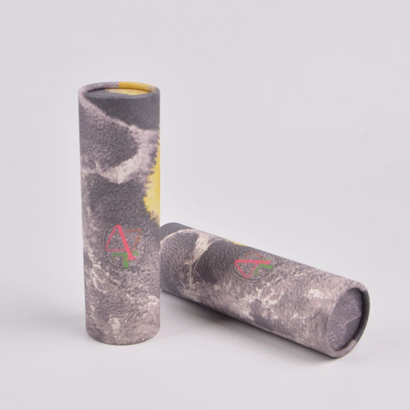 Eco friendly cylinder lipstick powder eyebrow brush bamboo with paper tube  packaging light pink stick deodorant