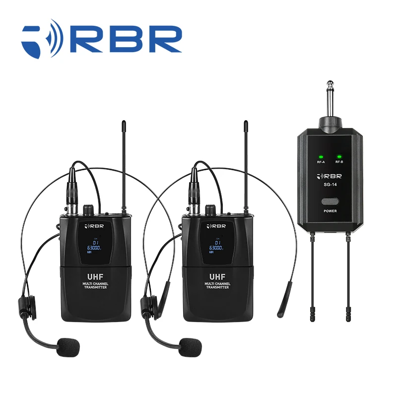 UHF sg14 dual channel headset portable wireless microphone mic system