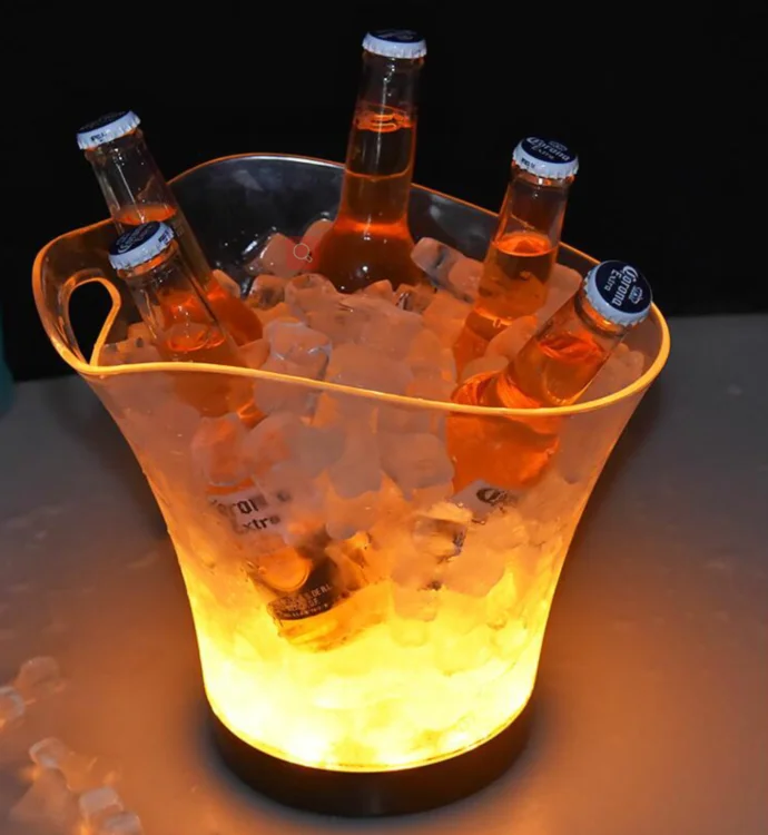 LED large plastic ice bucket for beer wine champagne