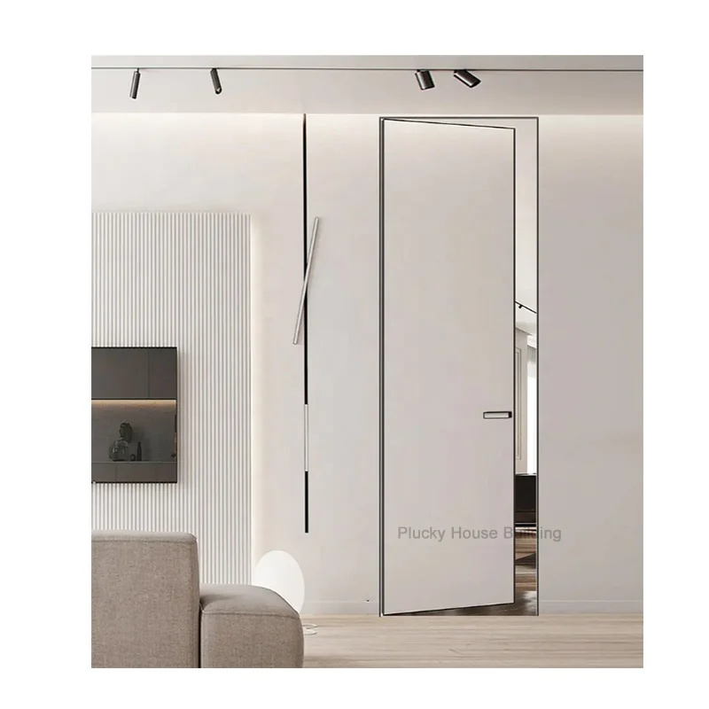 Modern Flush Design Invisible Frameless Door with Hidden Hinge Wood Door