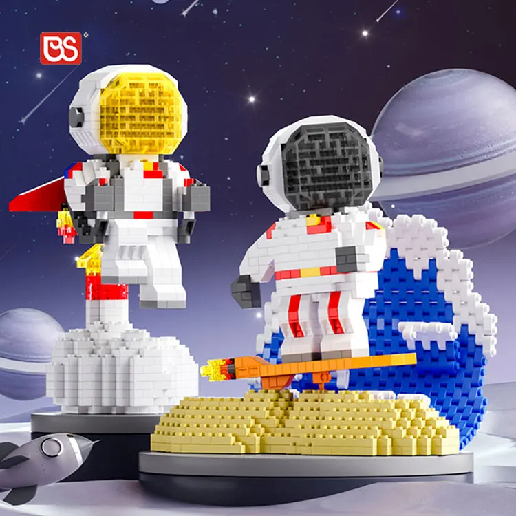 BS 387PCS Mini Bricks Led Lighting Kit Space Toys Micro Building Kits Astronaut With Diy Puzzle