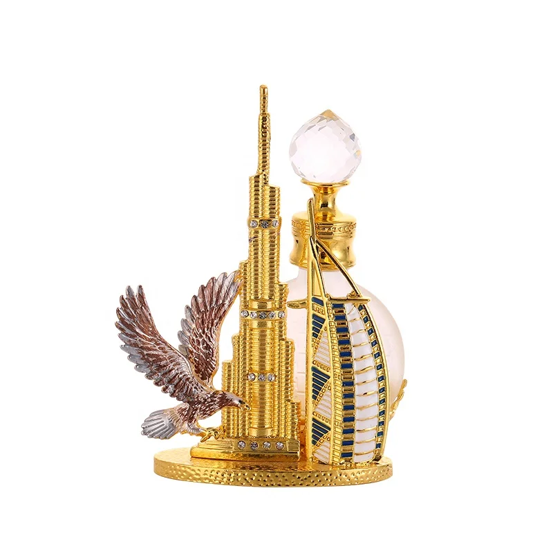10ml Middle East Dubai Burj al Arab Hotel Burj Khalifa Falcon Metal Perfume Bottle Essential Oil Refillable Attar Bottles#10219