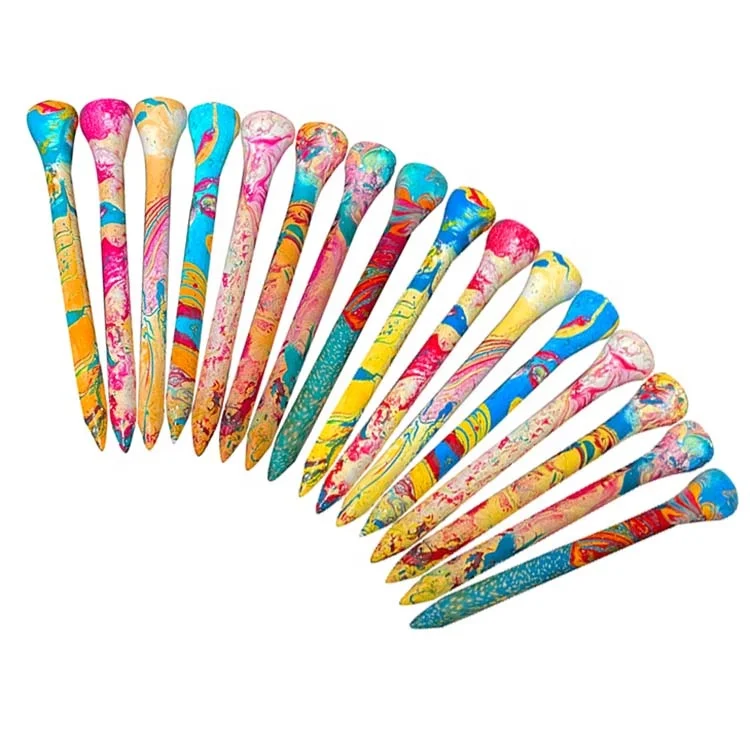 70mm Wooden Golf Tee Unique Colorful Painting Custom Golf Tees