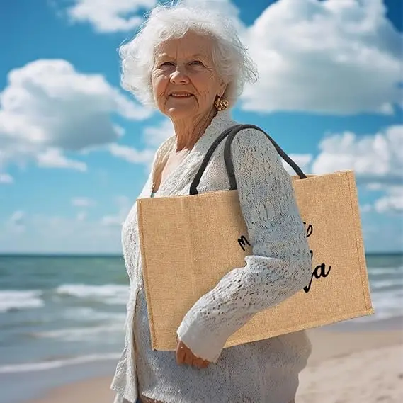 Eco Friendly Waterproof Burlap Gift Tote Bags With Custom Printed Logo Jute Tote Bag