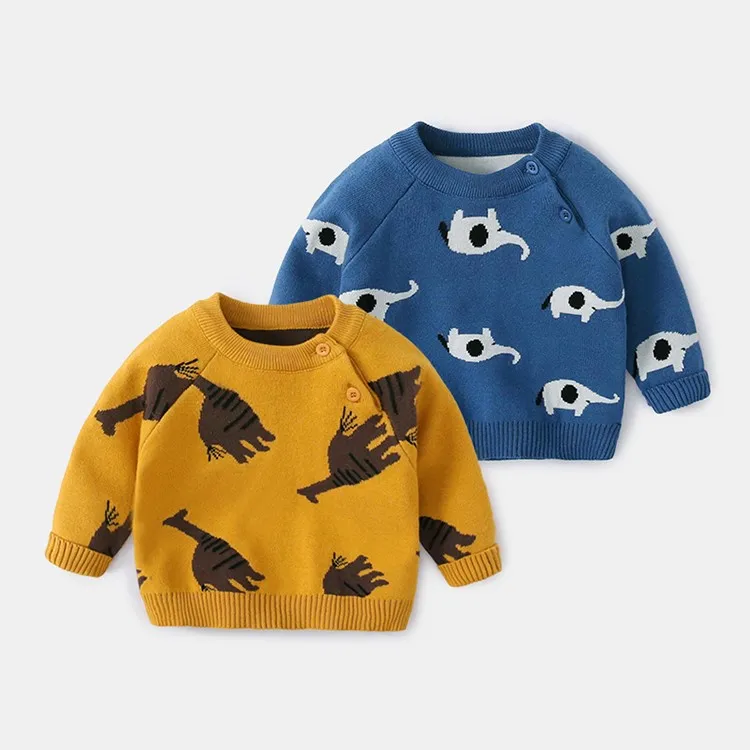 
animal jacquard knit baby sweaters winter baby clothes kids pullovers 