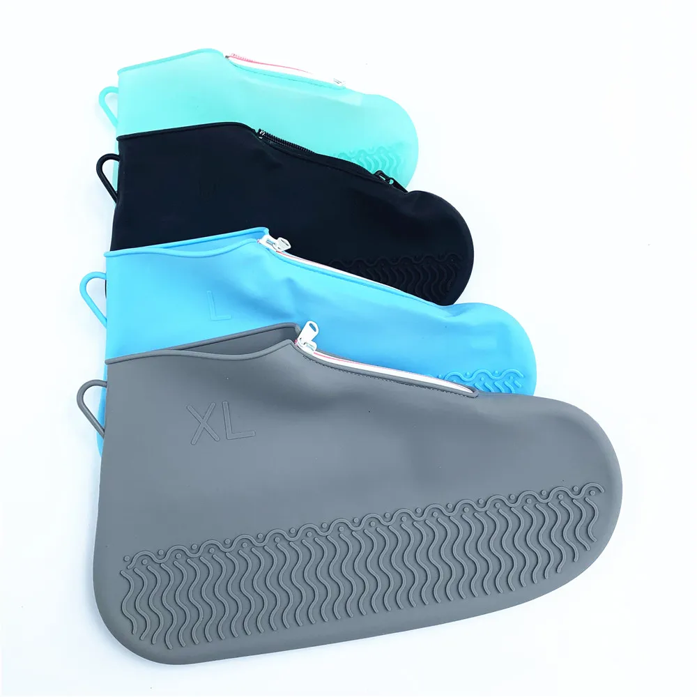 BS1202 waterproof non slip silicone shoe covers reusable outdoor with zipper