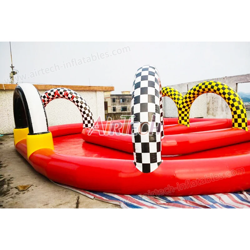 Outdoor sport party race car  inflatablegame air track inflatable go kart car track for carnival