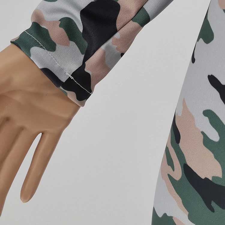 
Ladies Autumn 2piece Sets New Product Ideas 2021 Stand Collar Camouflage Two Piece Sets Winter Apparel -YY 