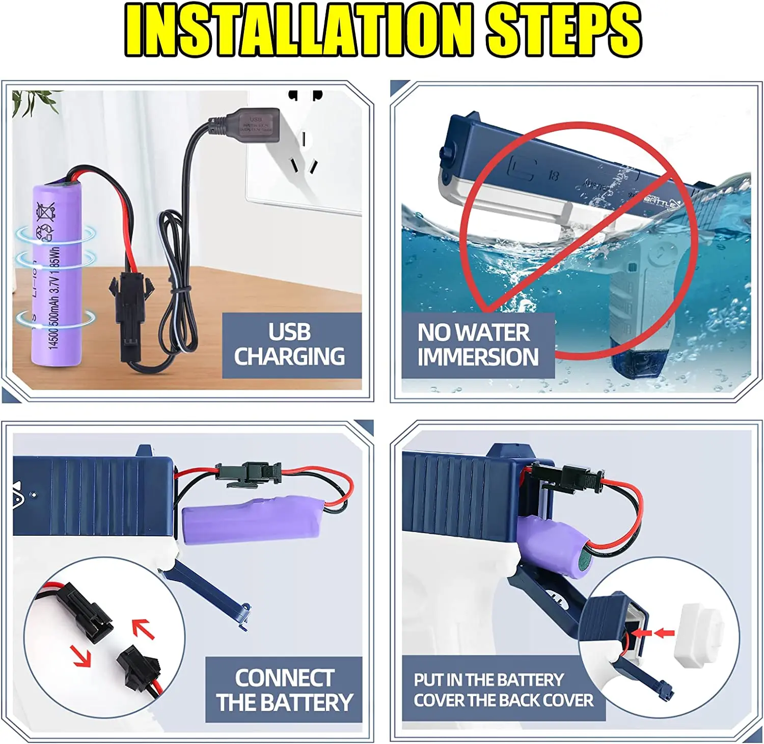 Huiye Electric Water Guns Outdoor Automatic Shooting Squirt Gun Plastic Shooting Games Cool Water Soaker Gun Toy For Kids Boys