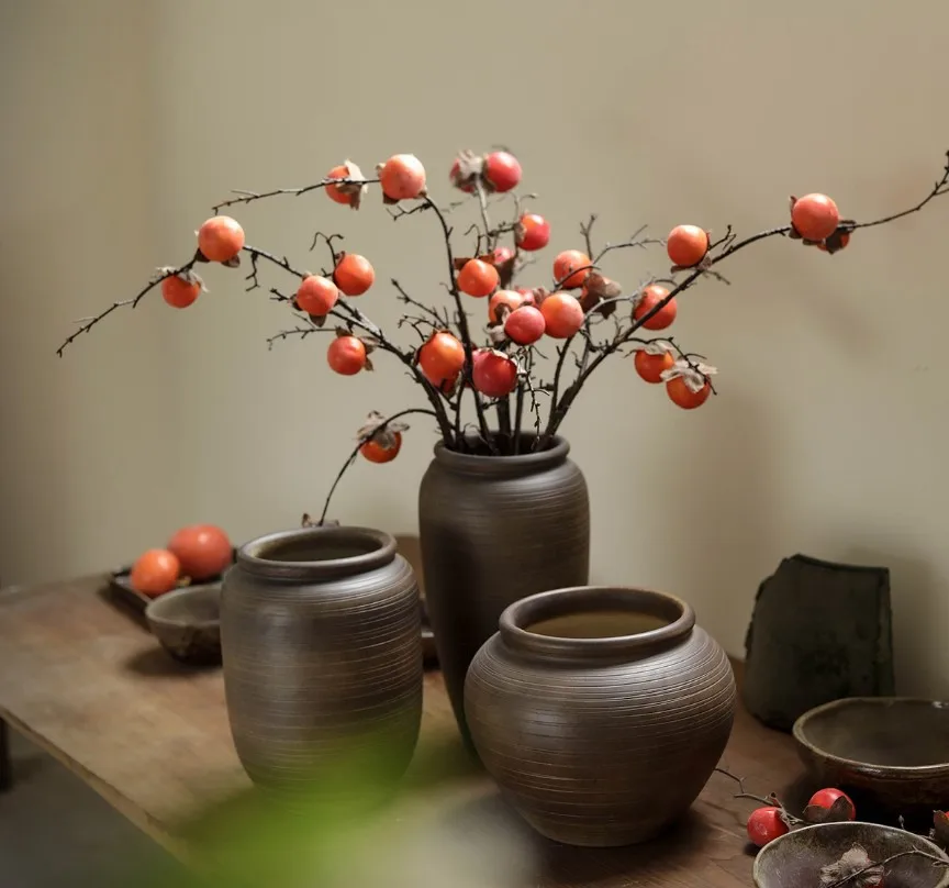 Japandi декоративная ваза Wabi-Sabi винтажная деревенская Бохо декор для цветов Минималистичная матовая