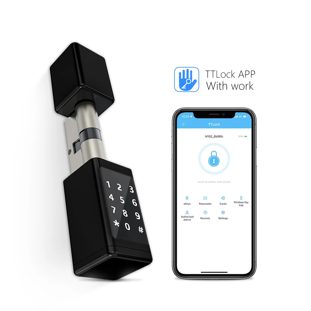Eseye Remote Control Waterproof Smart Europe Cylinder Password Digital Electric Ttlock APP Smart Door Lock Cylinder