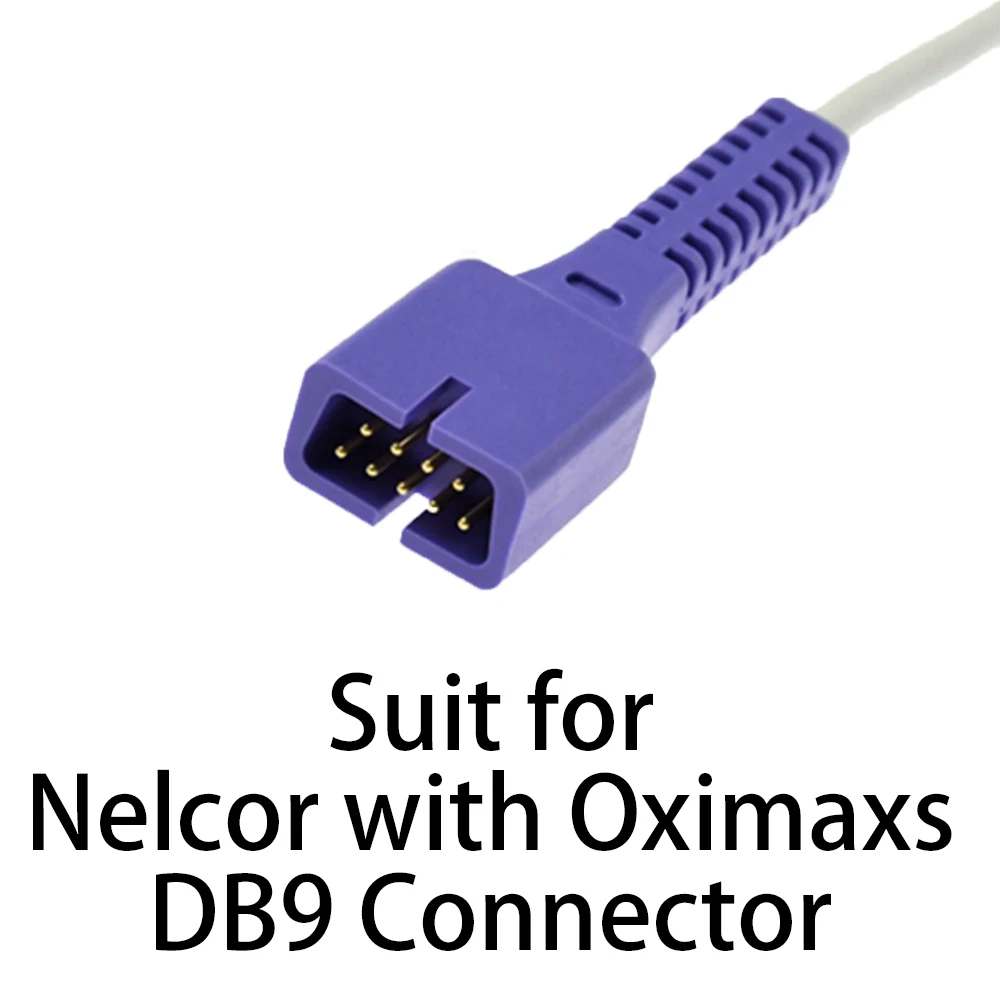 Spo2 Sensor Cable for Pulse-Oximeter Compatible with NELCOR Oximaxs DB9 Type of Monitor Probe  Reusable Blood Oxygen Connector