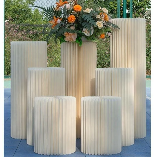 Custom Shape Acrylic Cylindrical Foldable Dessert Table Buffet Origami Bird Cage Shape Marvel Vase Dessert Table