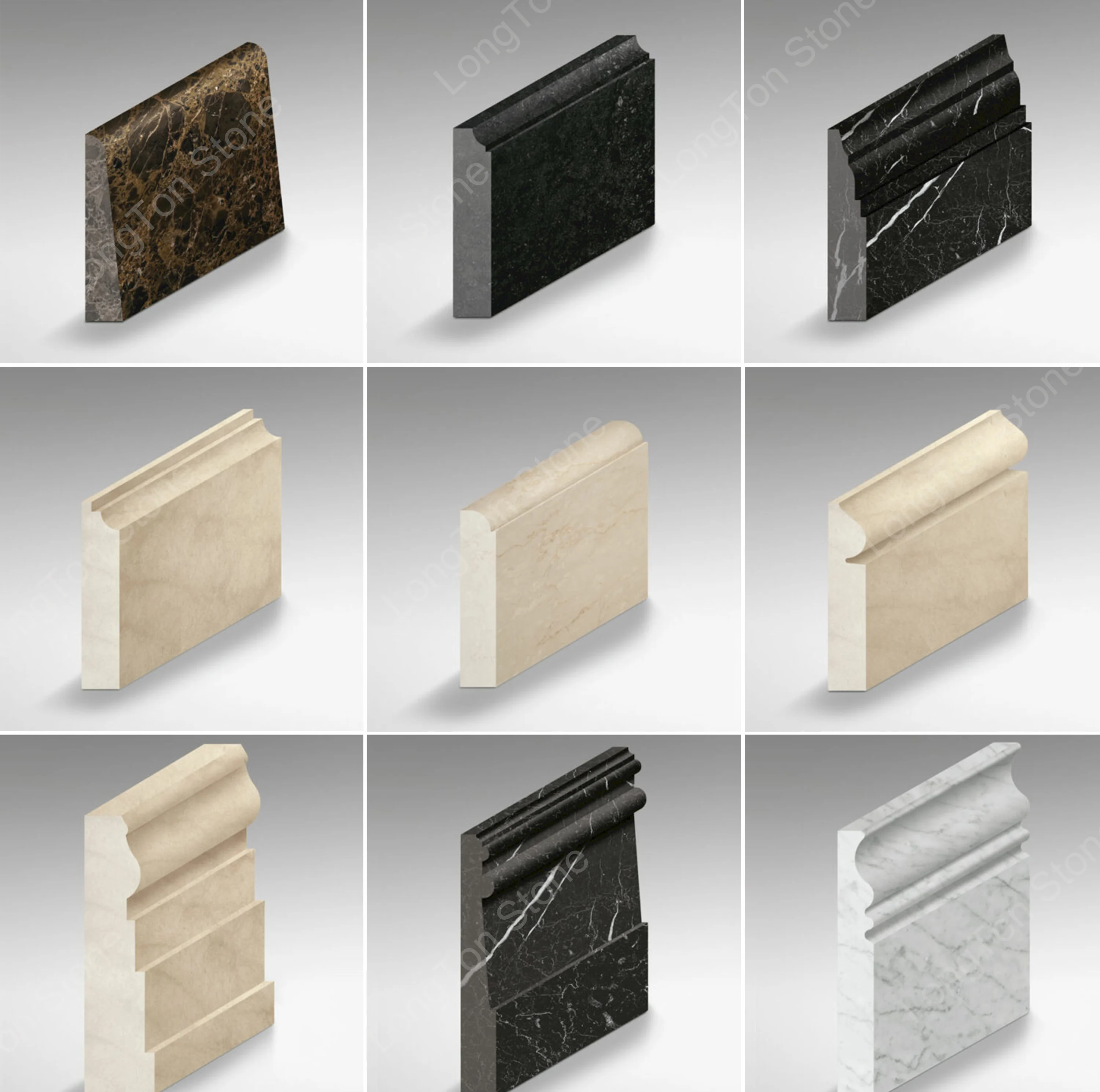 Customized Marble Base Board Natural Stone Base Building Corner Door Frame Decor New Design Skirting Marble Skirting Tiles