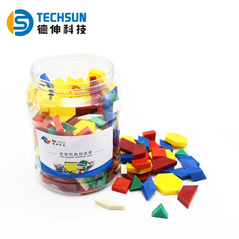 Educational toys 1cm pattern blocks plastic puzzle toy set of 250pcs geometrical shapes