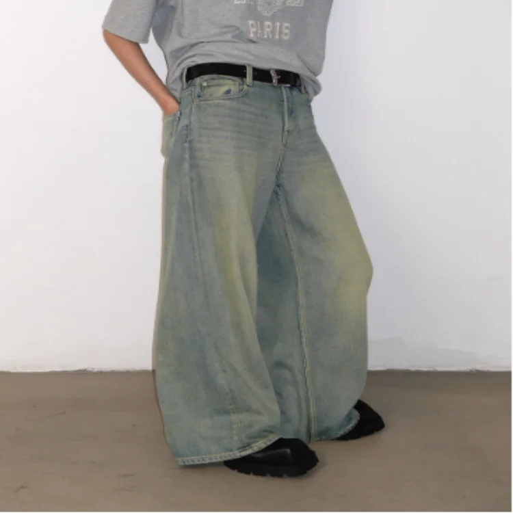 Spring new product casual loose retro gradient Tencel soft large wide leg jeans