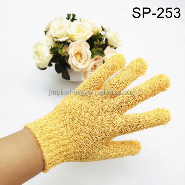 PSH colour polyester five-finger rubbing mitts Bath mitts Cheapest exfoliating mitts