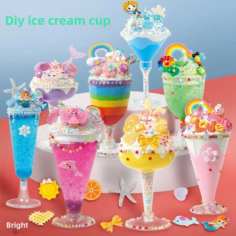 Creative Handmade Crystal Mud Food Toy Cup Children Beautiful DIY Ice Cream Cup Making Material Kit