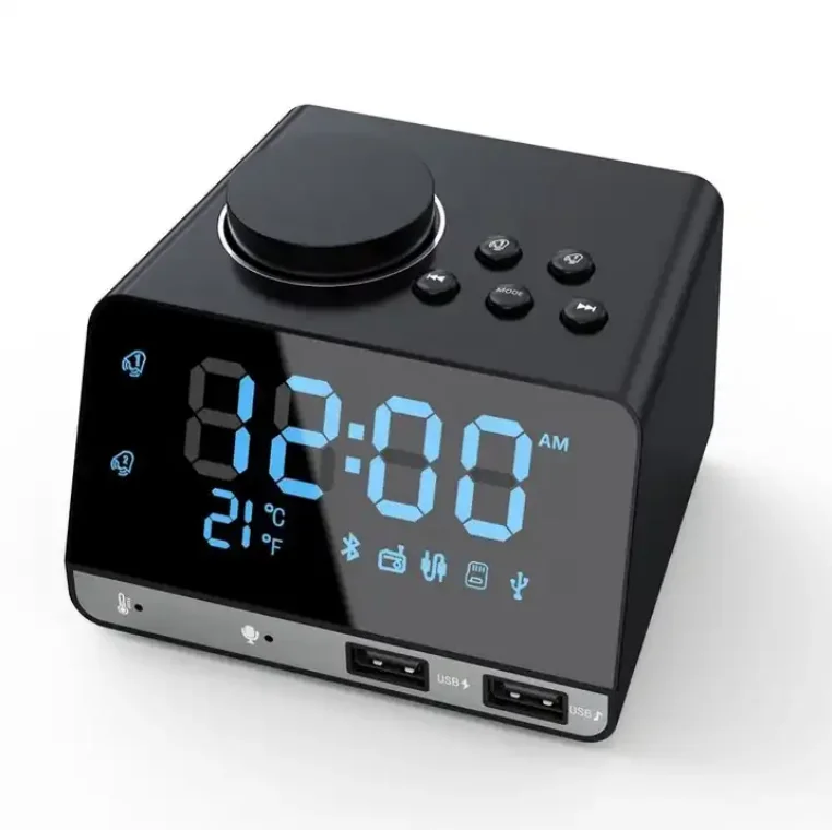 Alarm for hotels BT Speaker Creative Digital Music desk Clock Display Radio with Dual USB Support U Disk TF Card FM