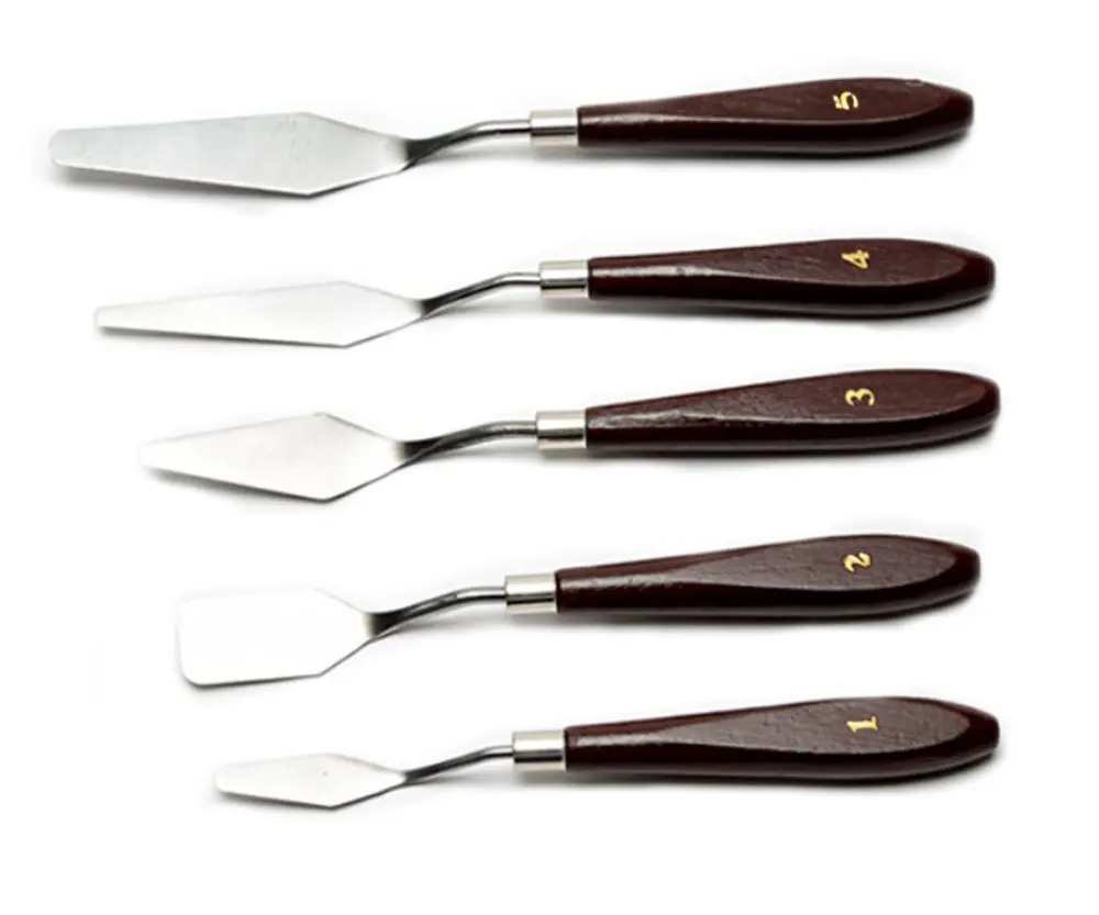 
good quality Palette Knife Painting Stainless Steel Spatula Palette Knife Oil Paint Metal Knives Wood Handle 