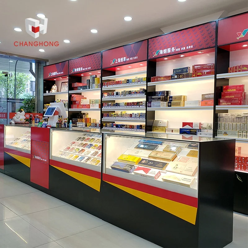 Деревянная стеклянная витрина для табака, витрина для магазина дыма, витрина для сигар с шкафом и подсветкой