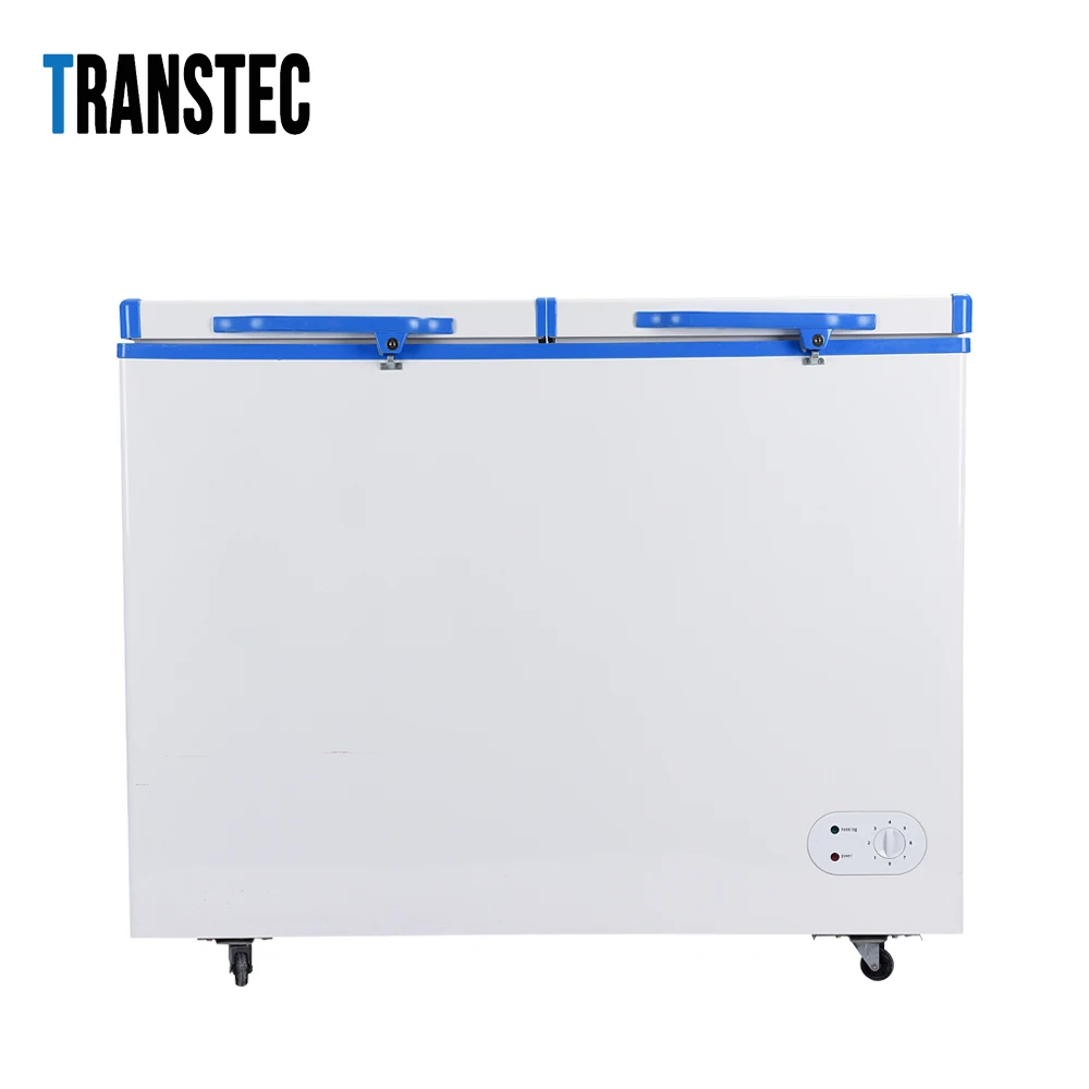 China Wholesale solar freezer of high quality 358 litres double top open door for commercial and domestic use energy saving