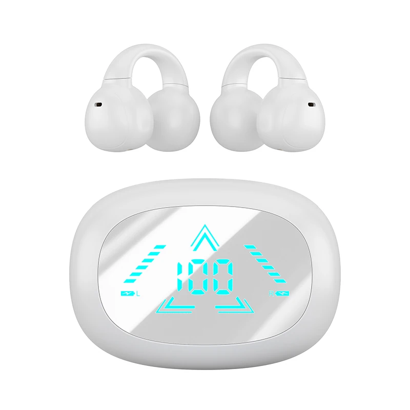 2024 new M61ear clip digital display wireless bone conduction cancelling battery Ear-clip headphones