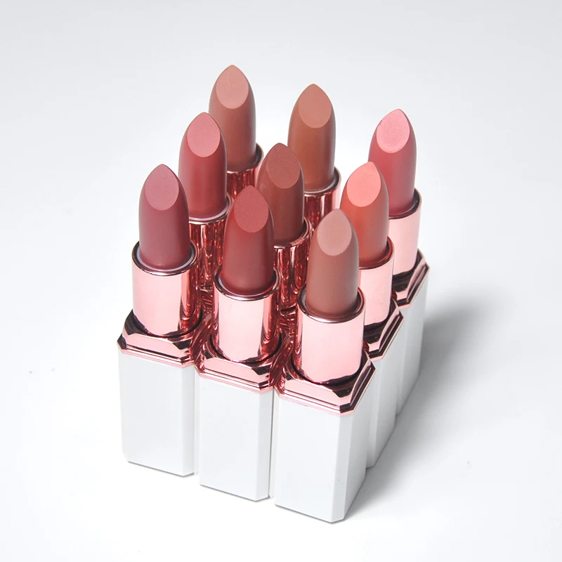 Make your own lipstick tube high quality cruelty free vegan customized white matte lipstick water proof with packing box