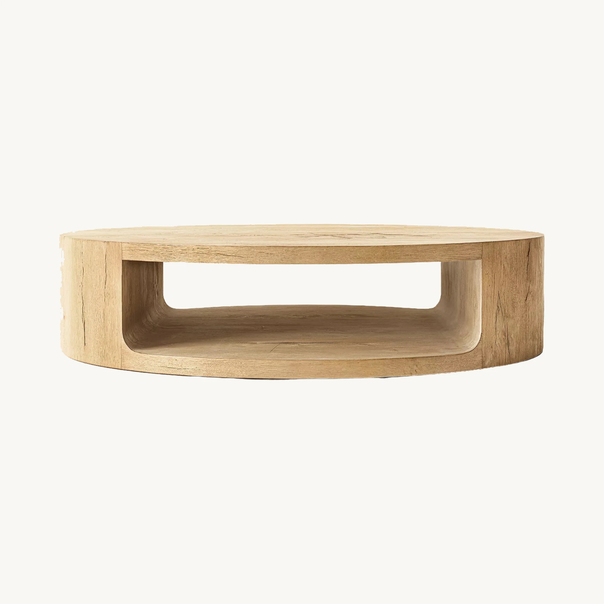 HLM41 Contemporary Modern Living Room Furniture Solid Oak Wood Open Round Wooden Tea Coffee Table