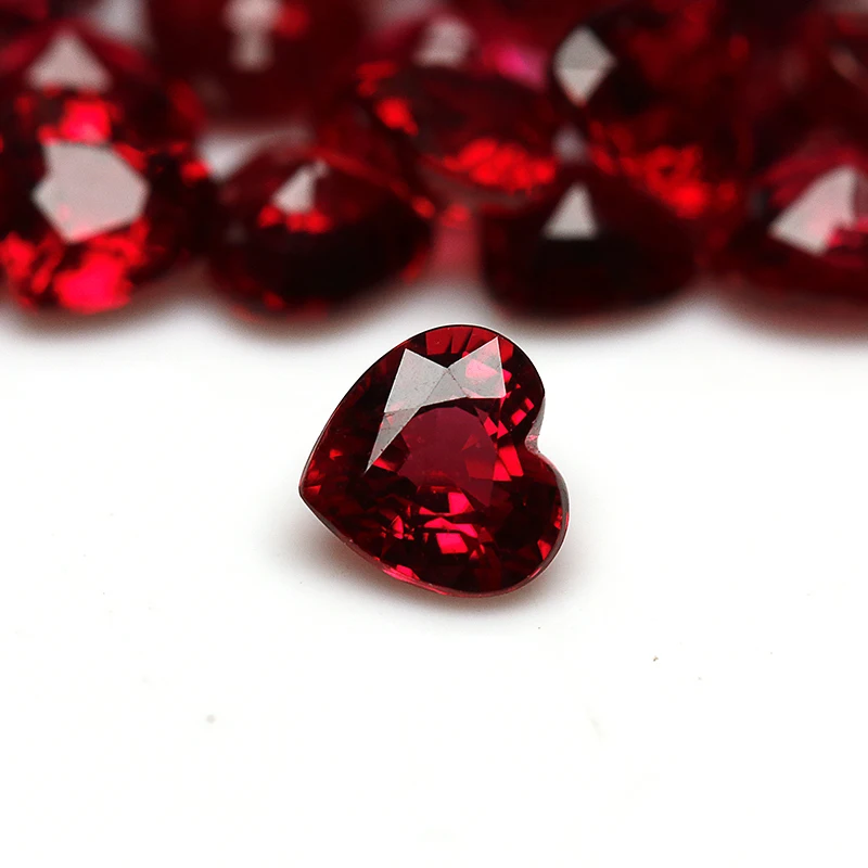 Datian factory direct sales of quality AAAAAnatural ruby heart-shaped cutting for earings rings necklace marking