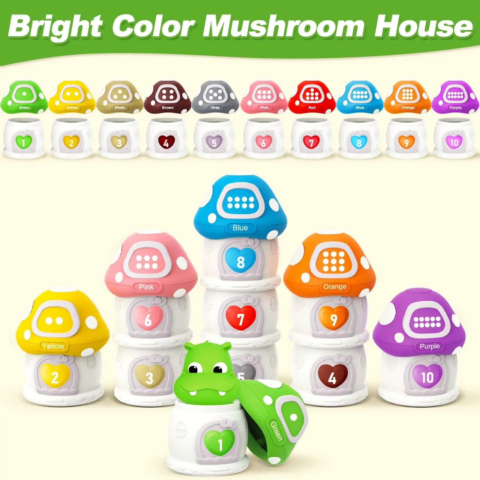 20pcs Farm Animal Finger Puppets Toddler Mushroom House Stacking Toys Baby Gifts for Girls Boys Puppet Theater Product Genre