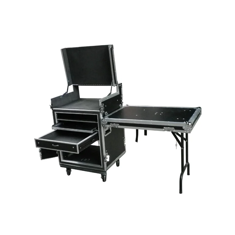 Sgaier Heavy Duty Tool Box 9U Rack Flight Cases Drawers With Side Table