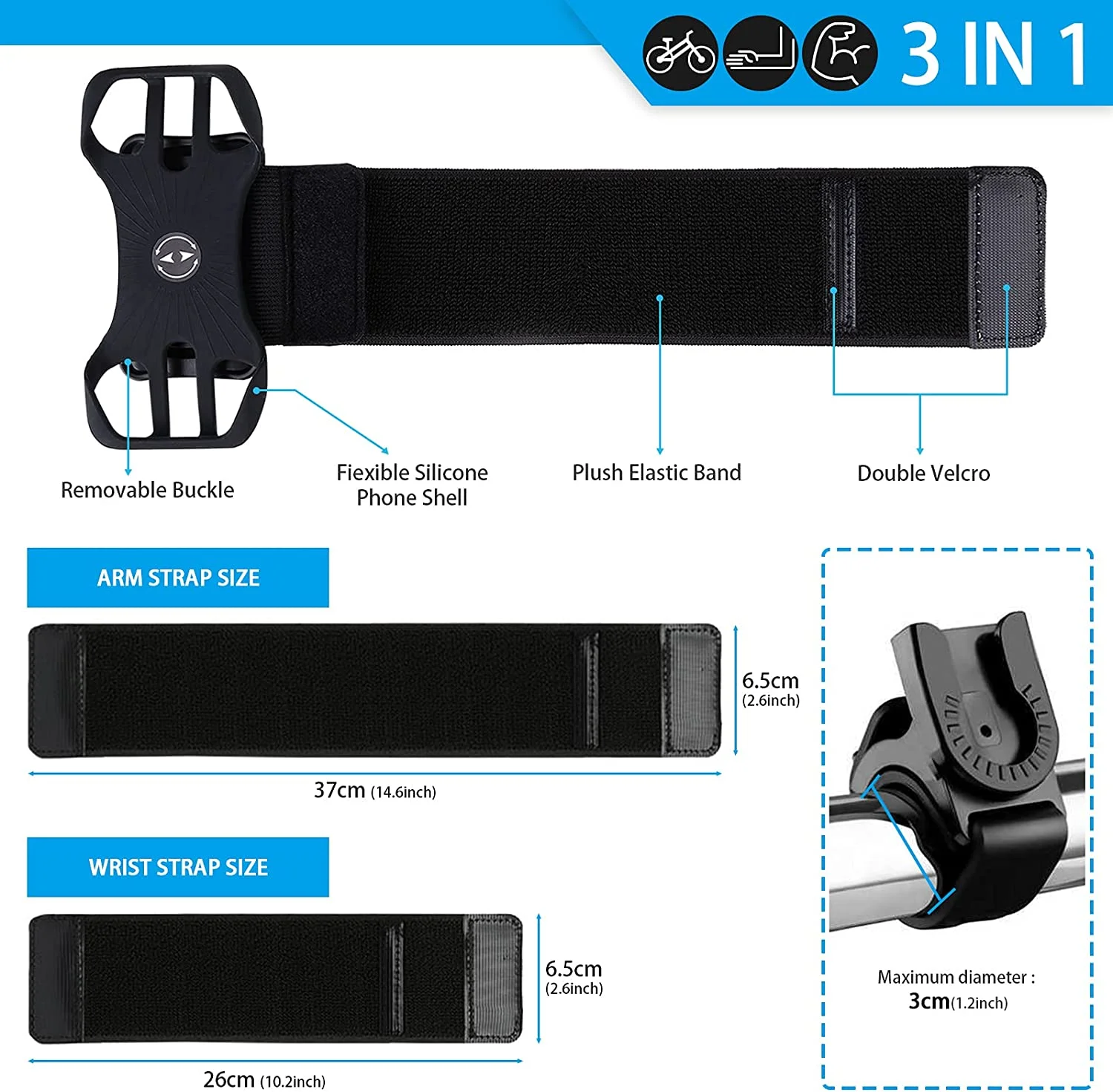 Gym Sports 360 Degree Rotatable Wrist Phone Holder Running Mobile Phone Armband