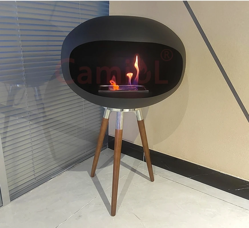 Morden Indoor Heaters Fire Pit Sphere Oval Smokeless Bio Ethanol Freestanding Fireplace