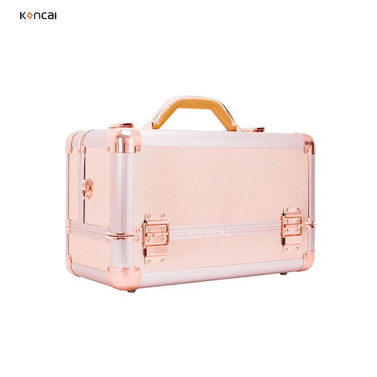 FAMA factory KONCAI Customized Fashion design high quality professional aluminum beauty box glitter makeup case travel portable beauty case