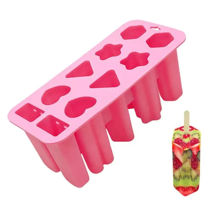 Ice Pop Molds Silicone Ice Tray With Lids 10 Cavities Ice Cream Popsicle Mold For Summer
